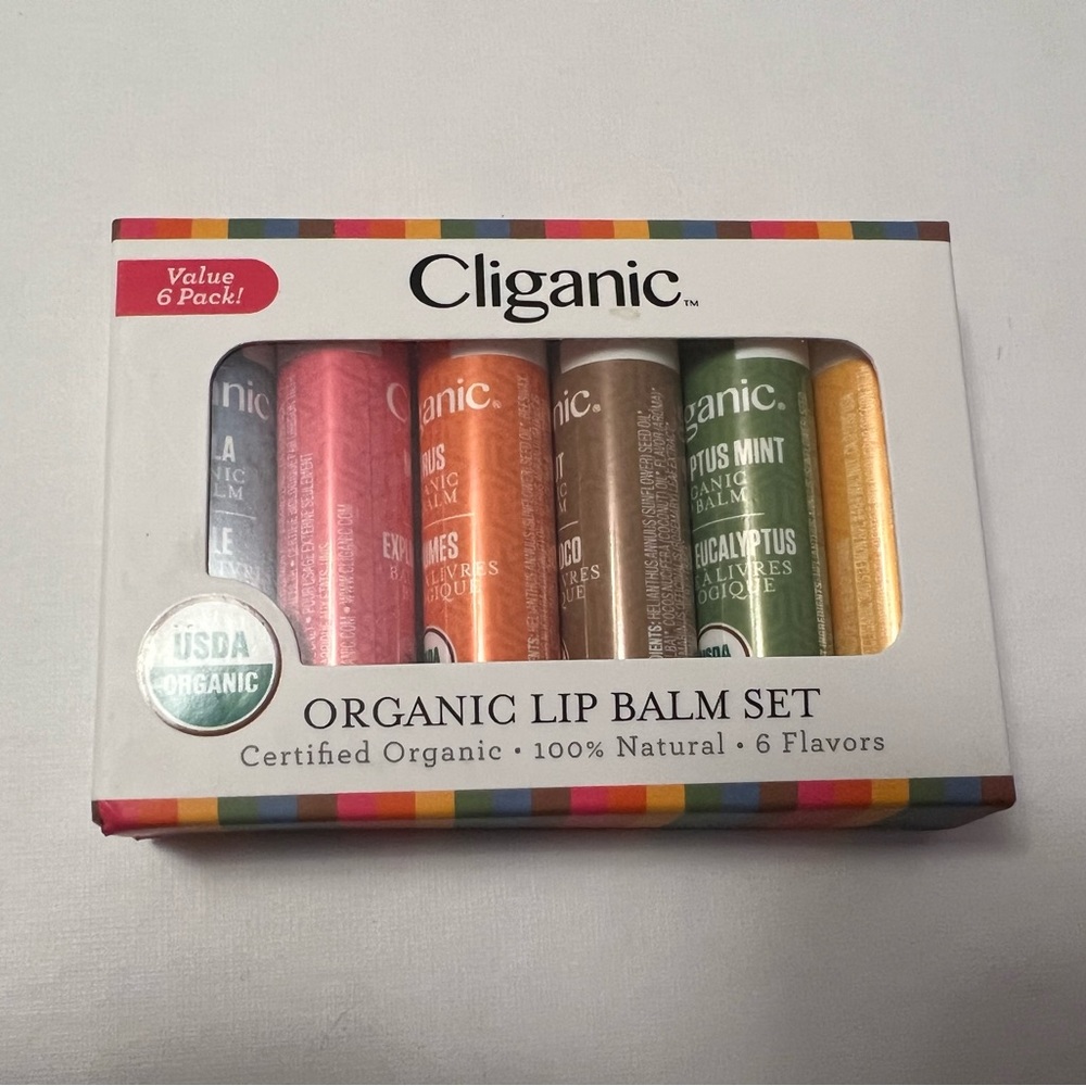 Cliganic Organic Lip Balm Set - 6 pack